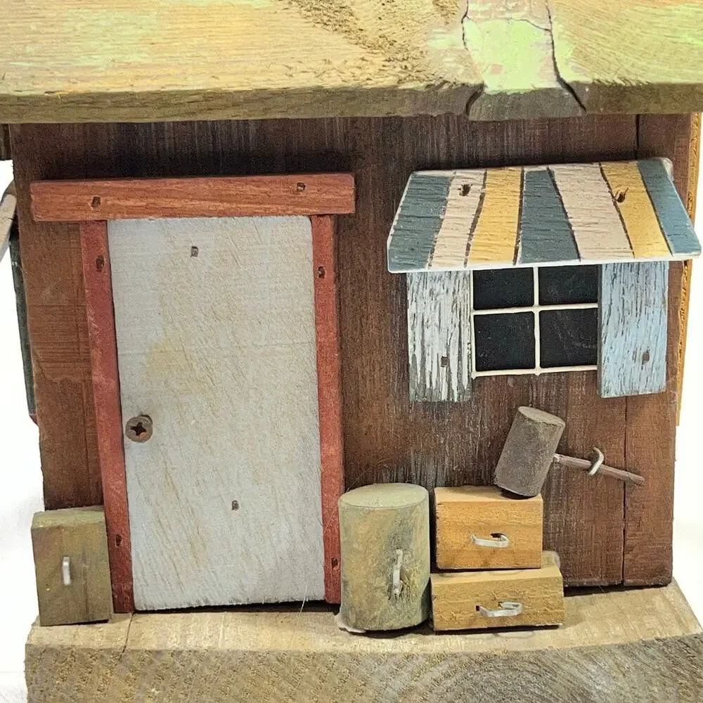 Vintage Wood Mining Town General Store Birdhouse 5x7x9